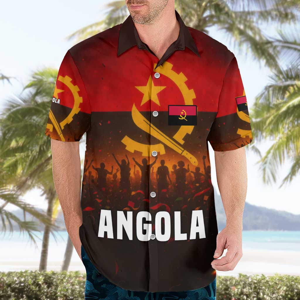 Angola Hawaiian Shirt with Red Black Yellow Grunge Design - Wonder Print Shop