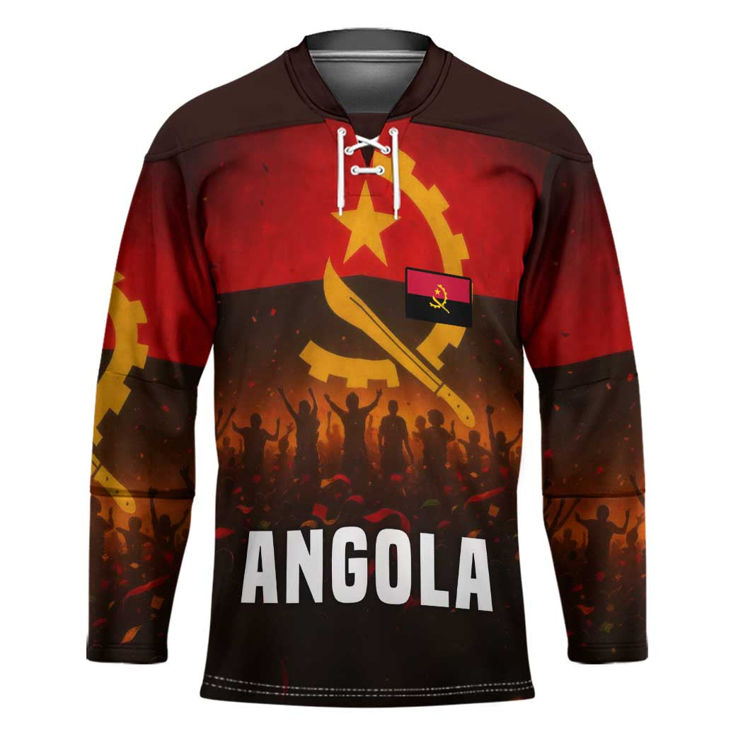 Angola Hockey Jersey with Red Black Yellow Grunge Design - Wonder Print Shop