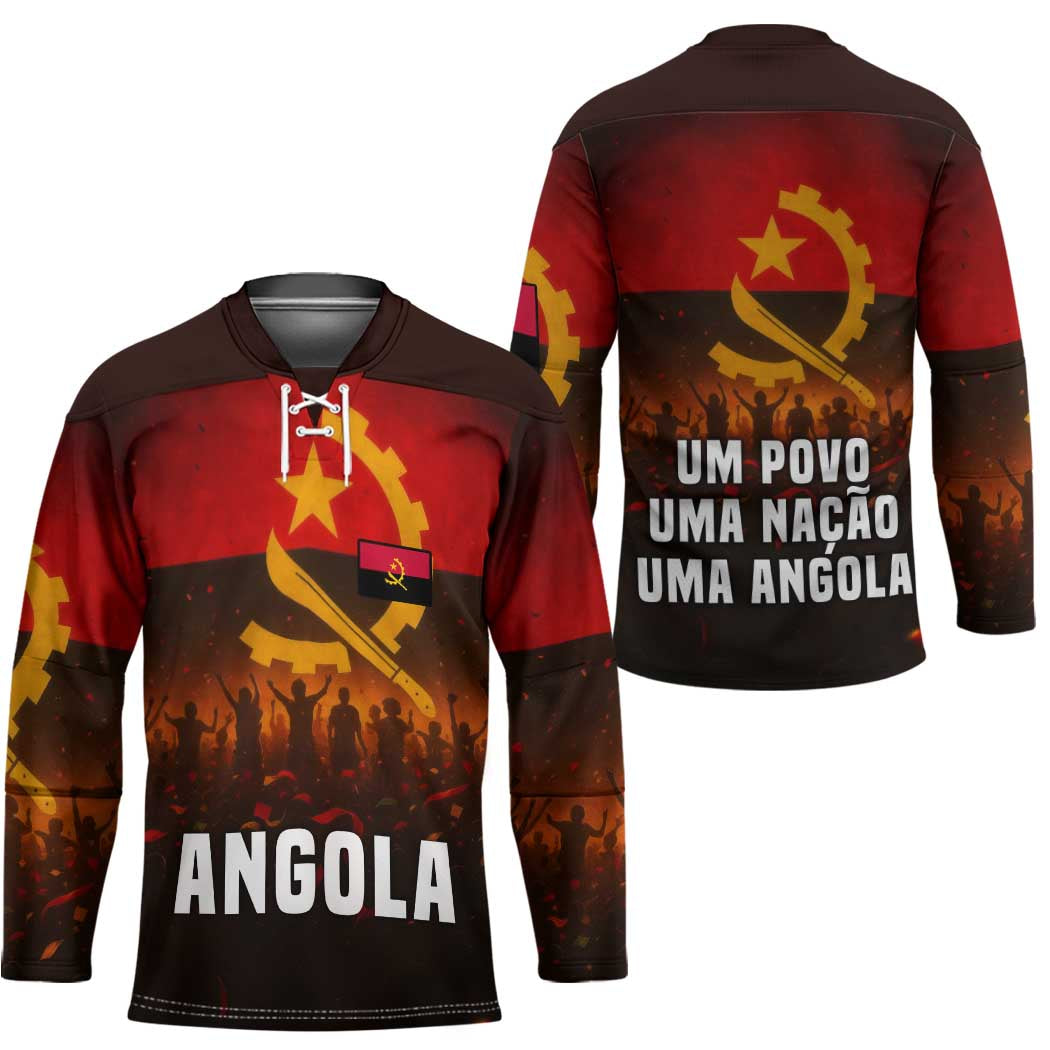 Angola Hockey Jersey with Red Black Yellow Grunge Design - Wonder Print Shop
