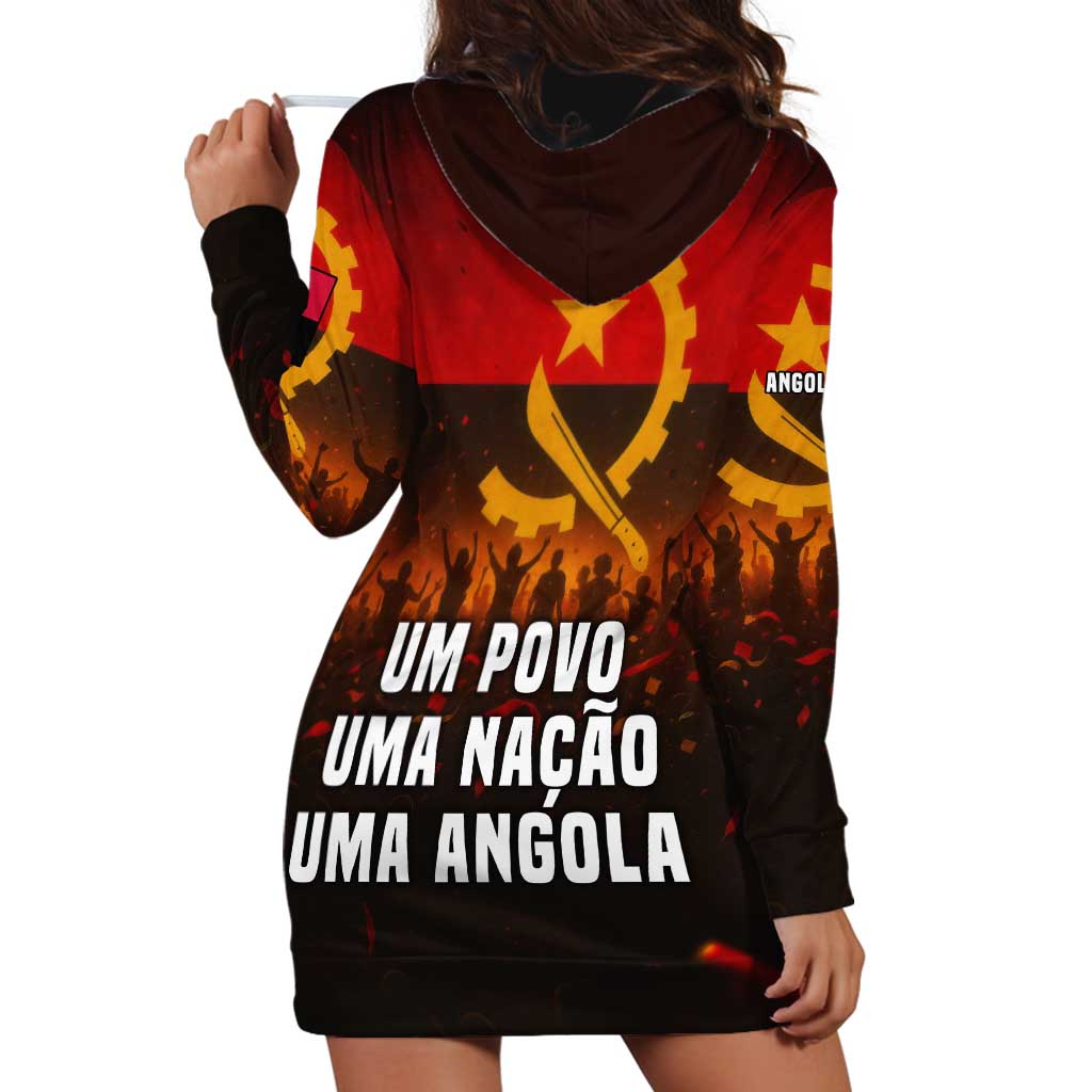 Angola Hoodie Dress with Red Black Yellow Grunge Design - Wonder Print Shop