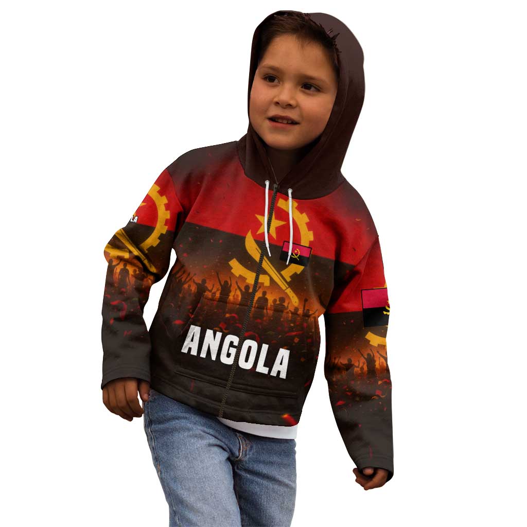 Angola Kid Hoodie with Red Black Yellow Grunge Design - Wonder Print Shop