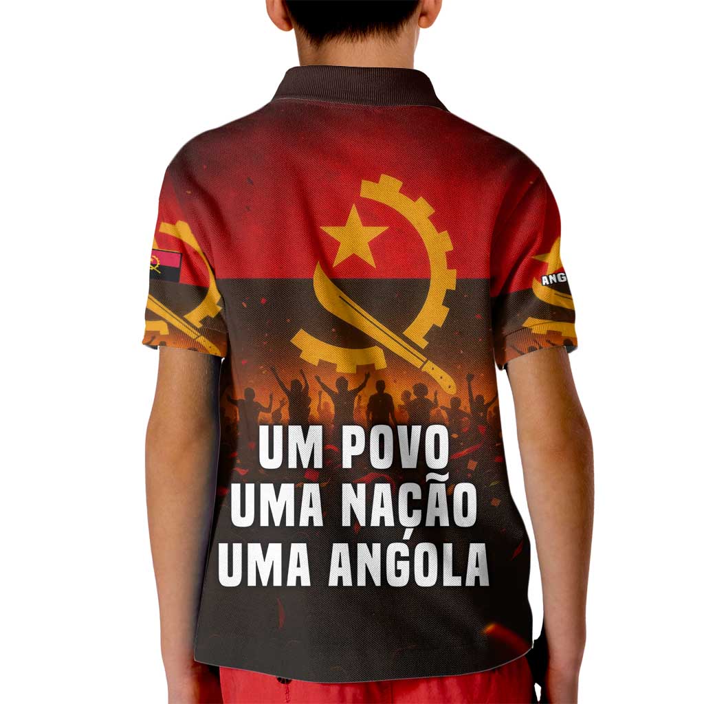Angola Kid Polo Shirt with Red Black Yellow Grunge Design - Wonder Print Shop