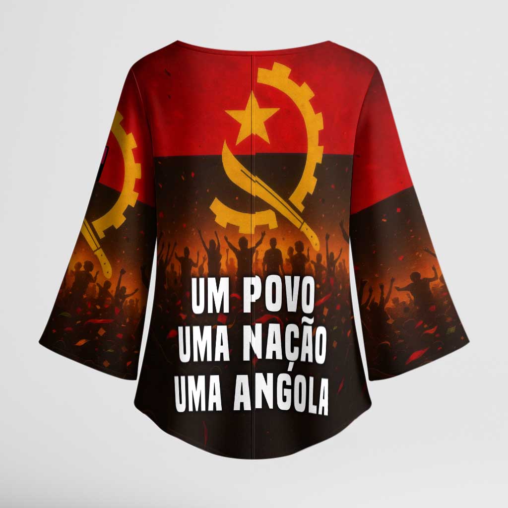 Angola Kimono Sleeve Blouse with Red Black Yellow Grunge Design - Wonder Print Shop
