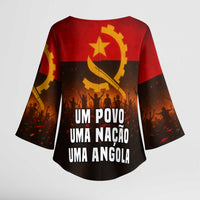 Angola Kimono Sleeve Blouse with Red Black Yellow Grunge Design - Wonder Print Shop