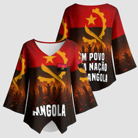 Angola Kimono Sleeve Blouse with Red Black Yellow Grunge Design - Wonder Print Shop