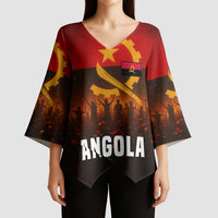 Angola Kimono Sleeve Blouse with Red Black Yellow Grunge Design - Wonder Print Shop