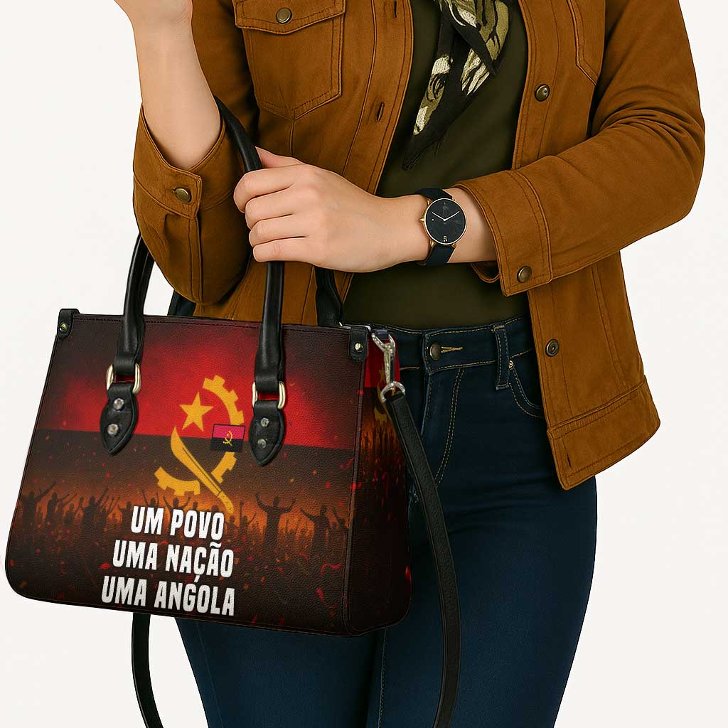 Angola Leather Bag with Red Black Yellow Grunge Design - Wonder Print Shop