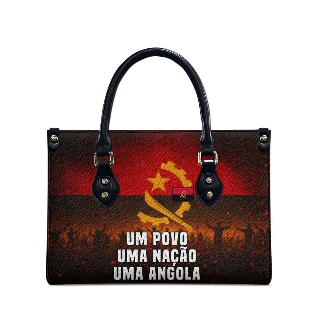 Angola Leather Bag with Red Black Yellow Grunge Design - Wonder Print Shop