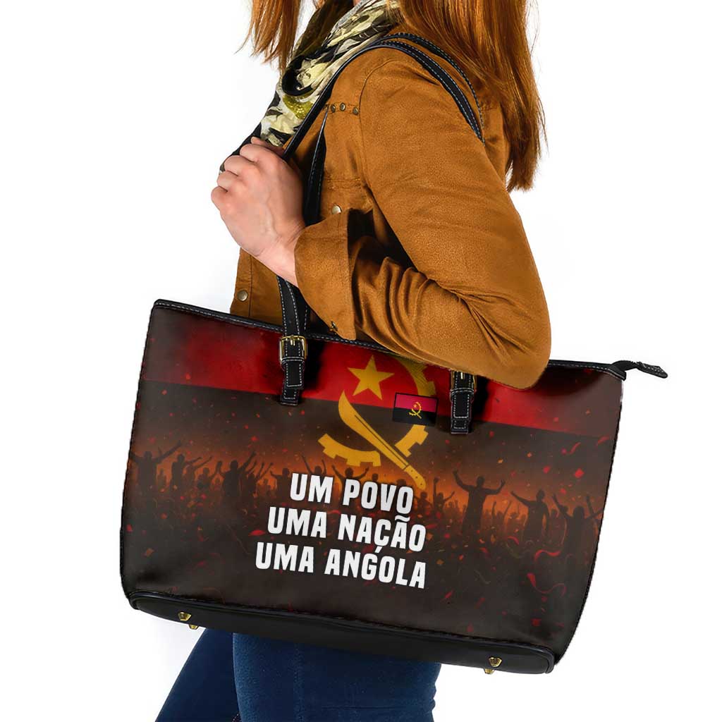 Angola Leather Tote Bag with Red Black Yellow Grunge Design - Wonder Print Shop