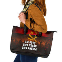 Angola Leather Tote Bag with Red Black Yellow Grunge Design - Wonder Print Shop