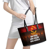 Angola Leather Tote Bag with Red Black Yellow Grunge Design - Wonder Print Shop