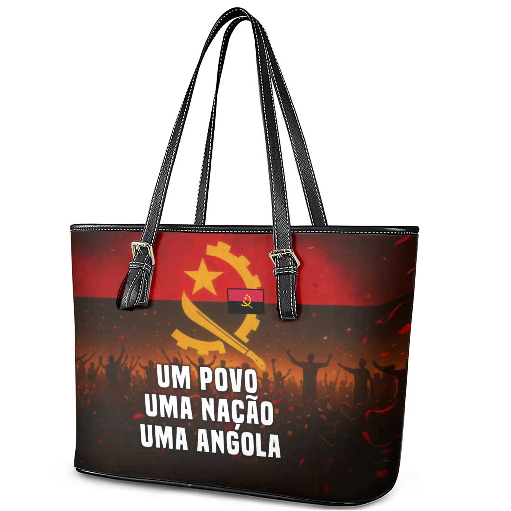 Angola Leather Tote Bag with Red Black Yellow Grunge Design - Wonder Print Shop
