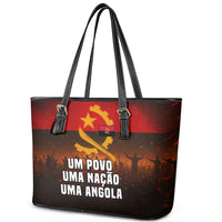 Angola Leather Tote Bag with Red Black Yellow Grunge Design - Wonder Print Shop