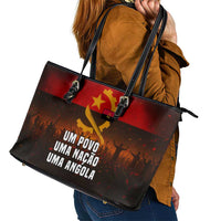 Angola Leather Tote Bag with Red Black Yellow Grunge Design - Wonder Print Shop