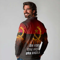 Angola Long Sleeve Polo Shirt with Red Black Yellow Grunge Design - Wonder Print Shop