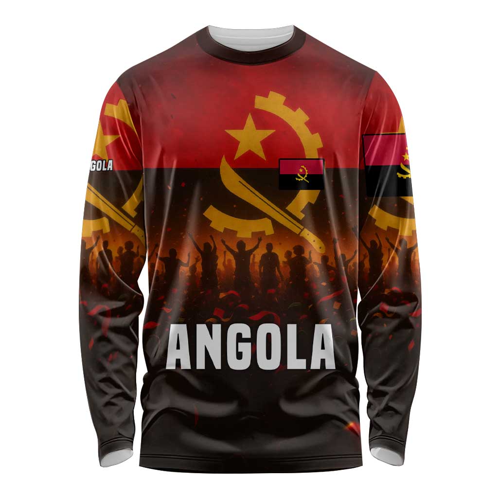Angola Long Sleeve Shirt with Red Black Yellow Grunge Design - Wonder Print Shop