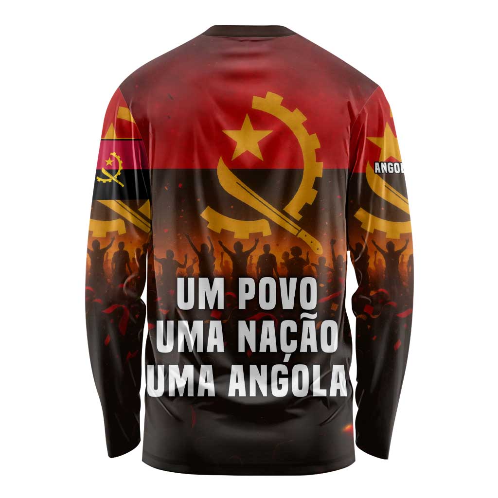 Angola Long Sleeve Shirt with Red Black Yellow Grunge Design - Wonder Print Shop