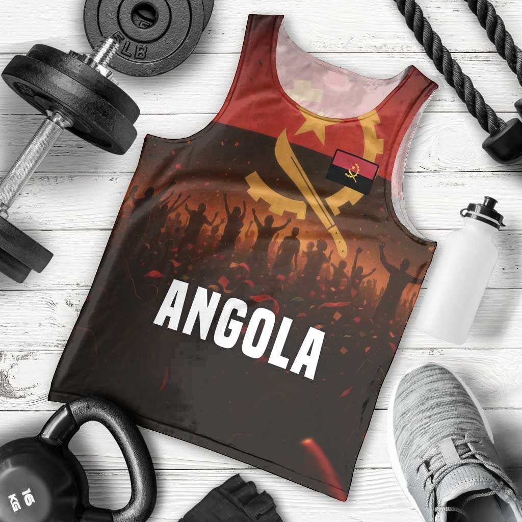 Angola Men Tank Top with Red Black Yellow Grunge Design - Wonder Print Shop