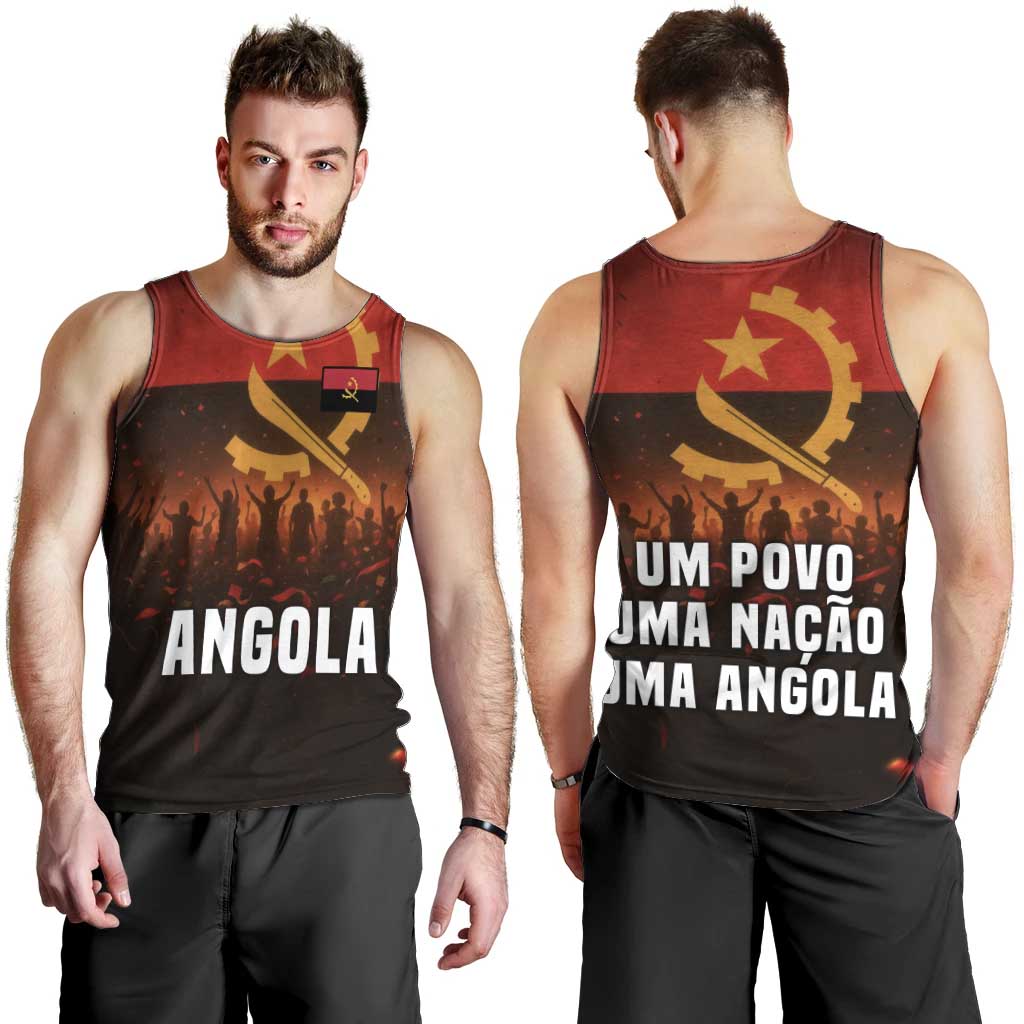Angola Men Tank Top with Red Black Yellow Grunge Design - Wonder Print Shop