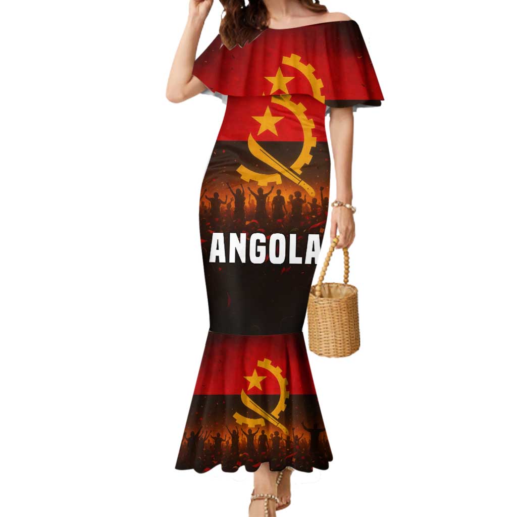 Angola Mermaid Dress with Red Black Yellow Grunge Design - Wonder Print Shop