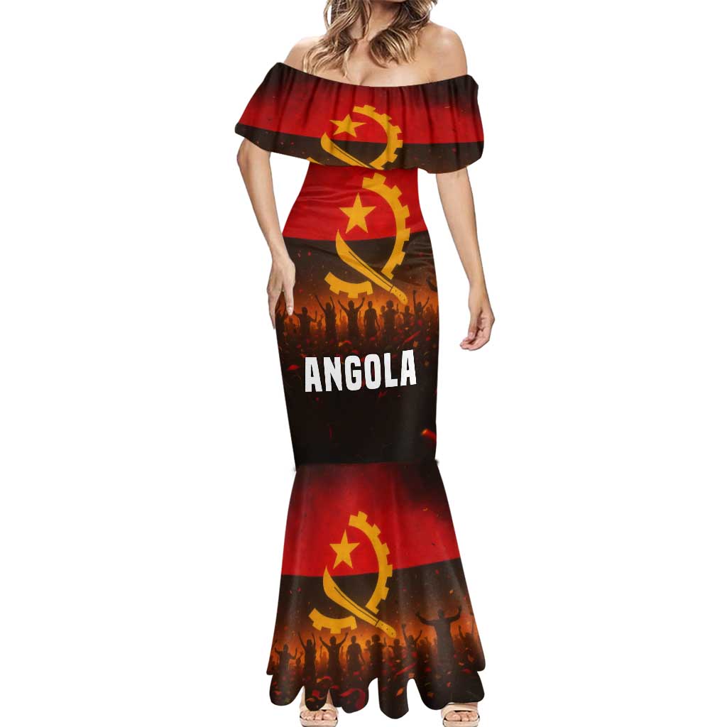 Angola Mermaid Dress with Red Black Yellow Grunge Design - Wonder Print Shop