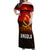 Angola Off Shoulder Maxi Dress with Red Black Yellow Grunge Design - Wonder Print Shop