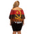 Angola Off Shoulder Short Dress with Red Black Yellow Grunge Design - Wonder Print Shop