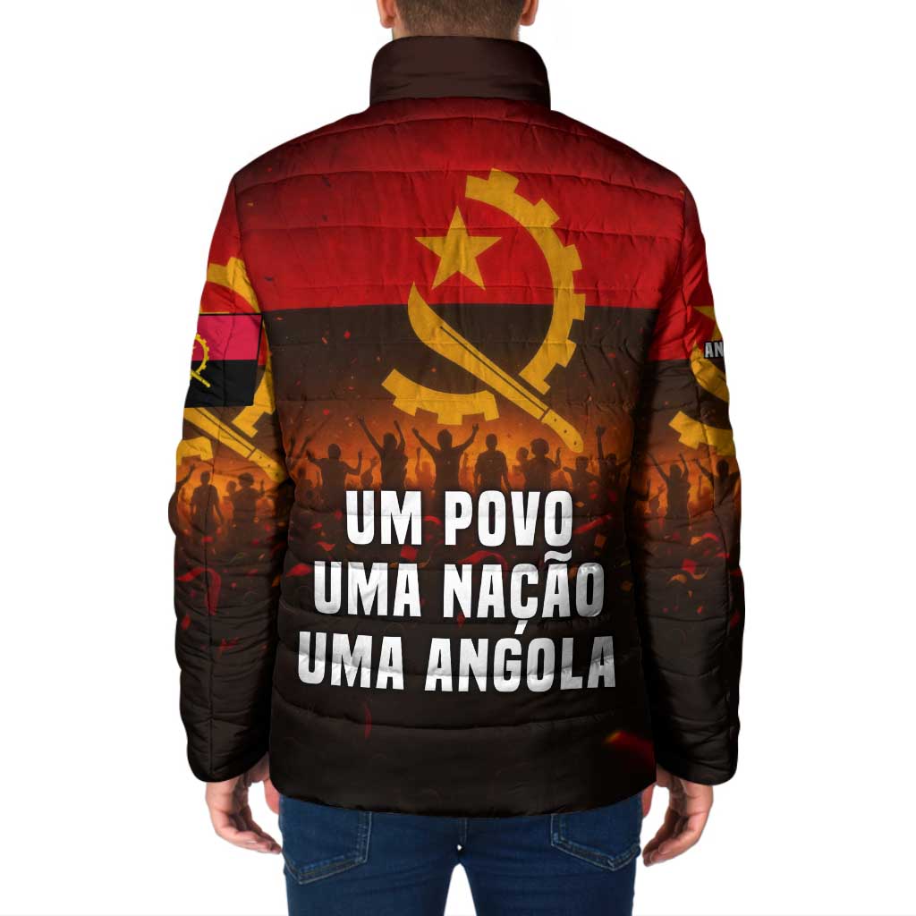 Angola Padded Jacket with Red Black Yellow Grunge Design - Wonder Print Shop