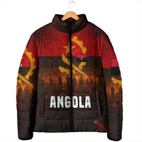 Angola Padded Jacket with Red Black Yellow Grunge Design - Wonder Print Shop