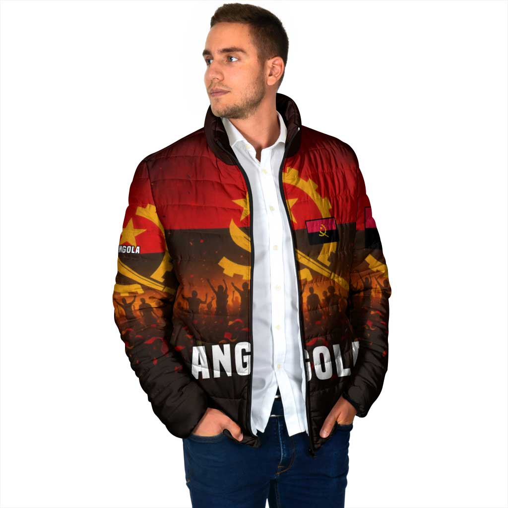 Angola Padded Jacket with Red Black Yellow Grunge Design - Wonder Print Shop