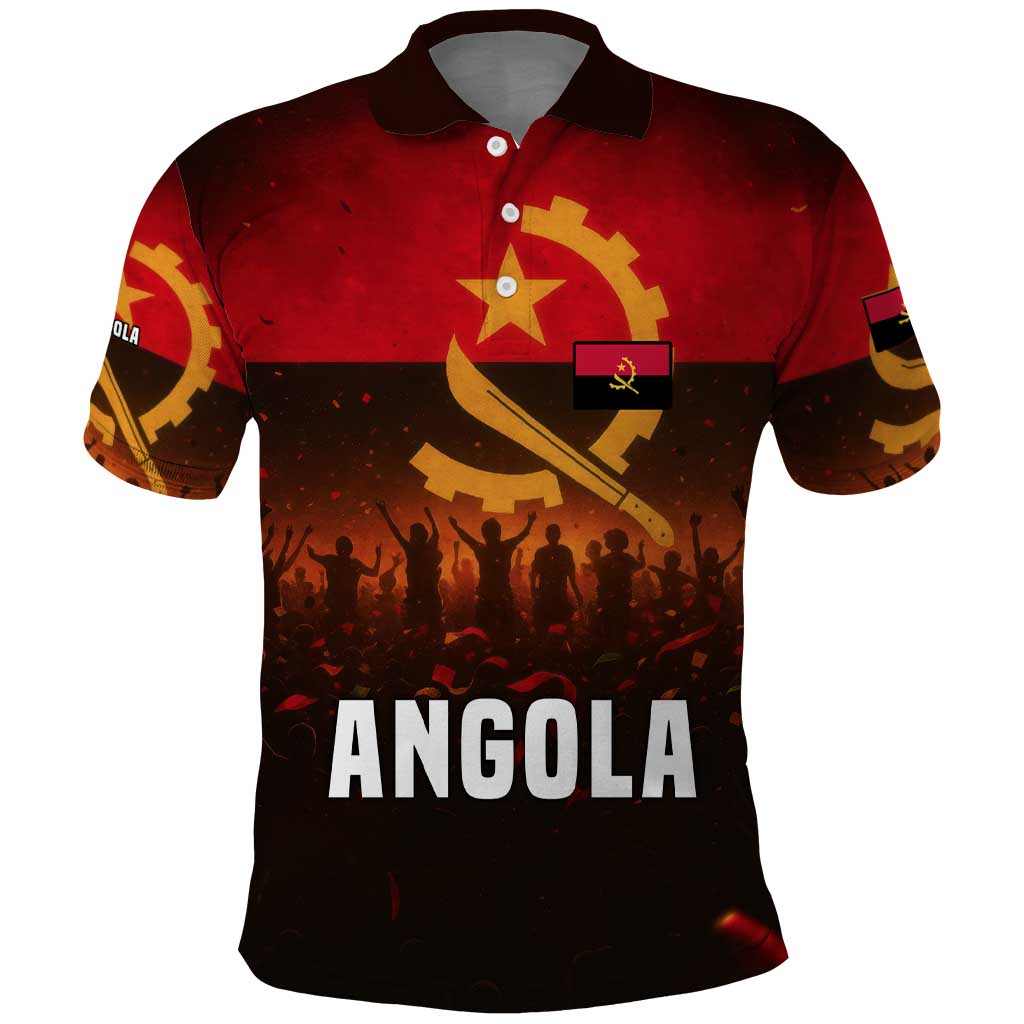 Angola Polo Shirt with Red Black Yellow Grunge Design - Wonder Print Shop