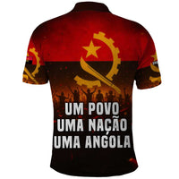 Angola Polo Shirt with Red Black Yellow Grunge Design - Wonder Print Shop