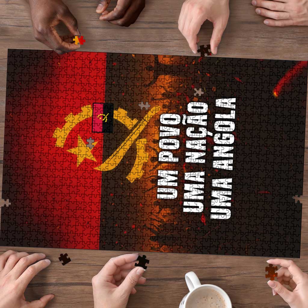 Angola Puzzle with Red Black Yellow Grunge Design - Wonder Print Shop