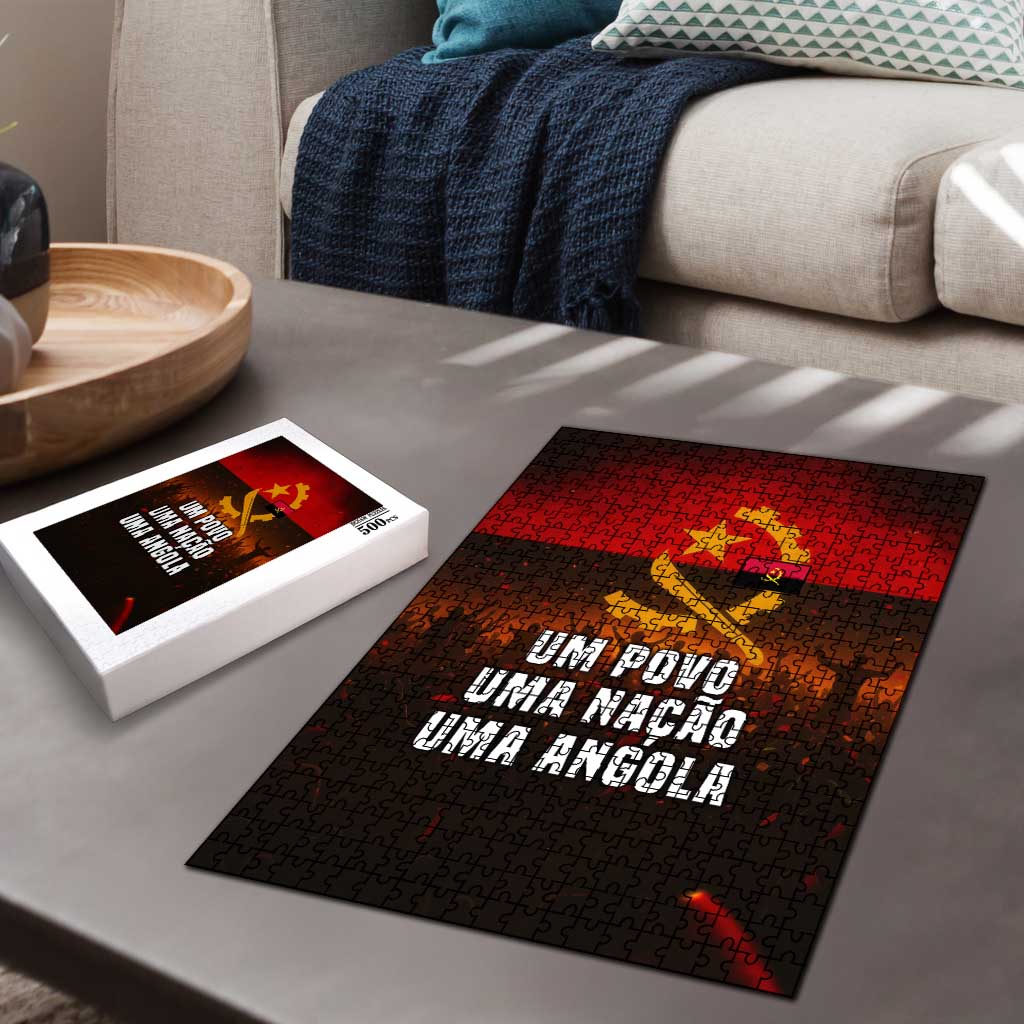 Angola Puzzle with Red Black Yellow Grunge Design - Wonder Print Shop