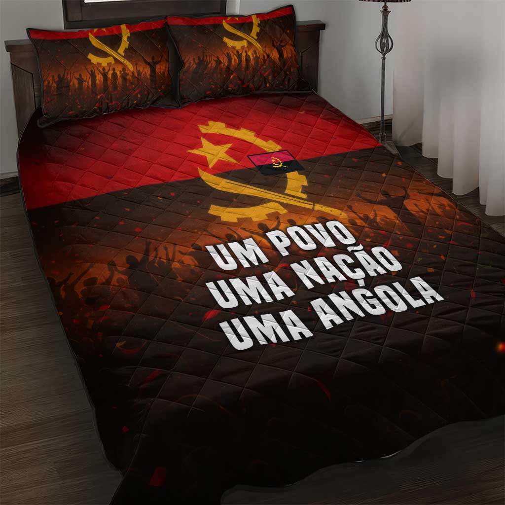 Angola Quilt Bed Set with Red Black Yellow Grunge Design - Wonder Print Shop