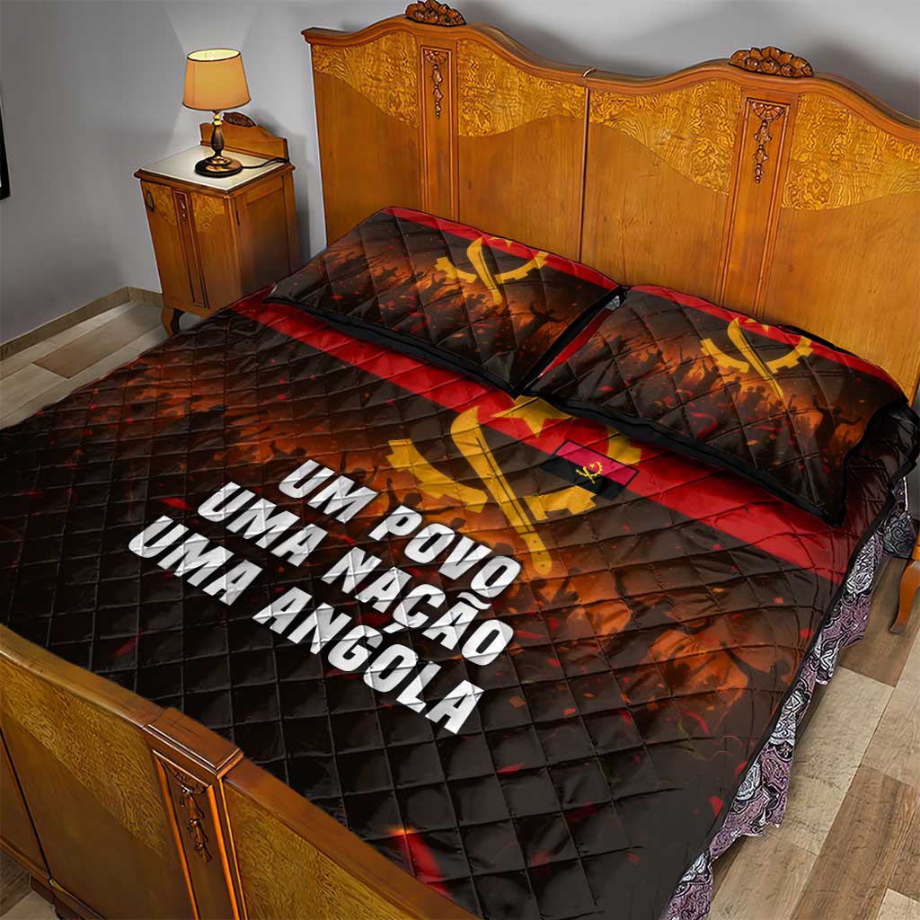 Angola Quilt Bed Set with Red Black Yellow Grunge Design - Wonder Print Shop