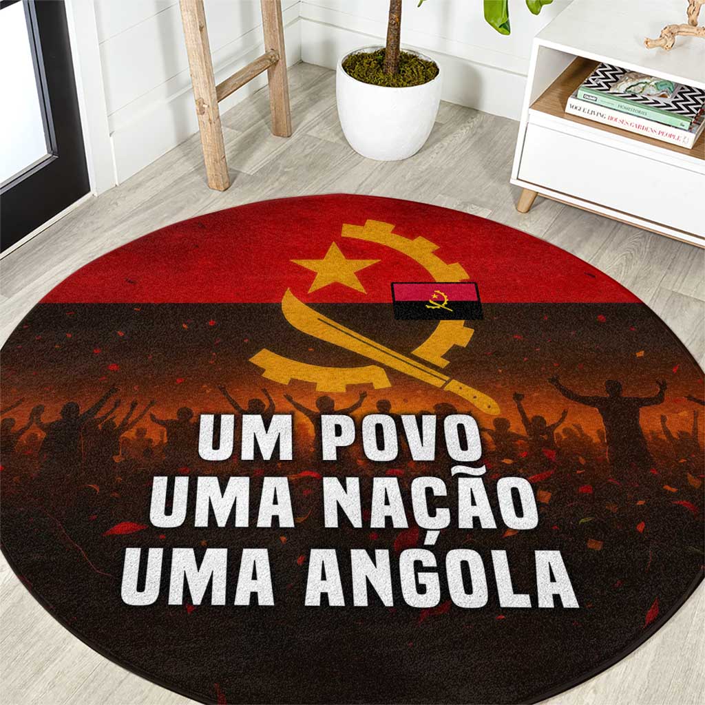 Angola Round Carpet with Red Black Yellow Grunge Design - Wonder Print Shop