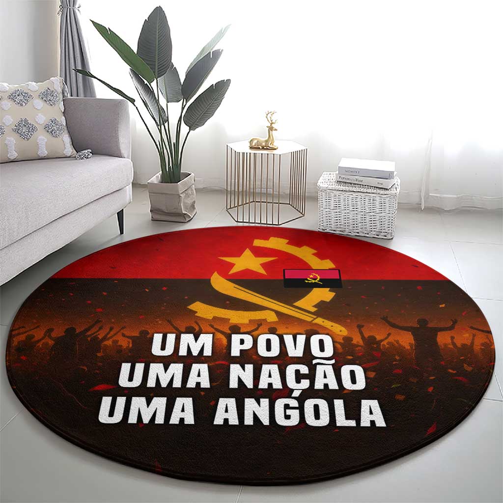 Angola Round Carpet with Red Black Yellow Grunge Design - Wonder Print Shop