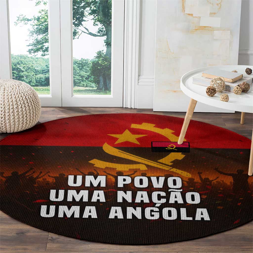 Angola Round Carpet with Red Black Yellow Grunge Design - Wonder Print Shop