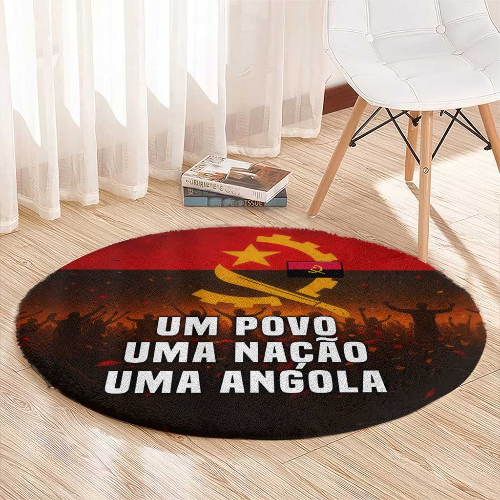 Angola Round Carpet with Red Black Yellow Grunge Design - Wonder Print Shop