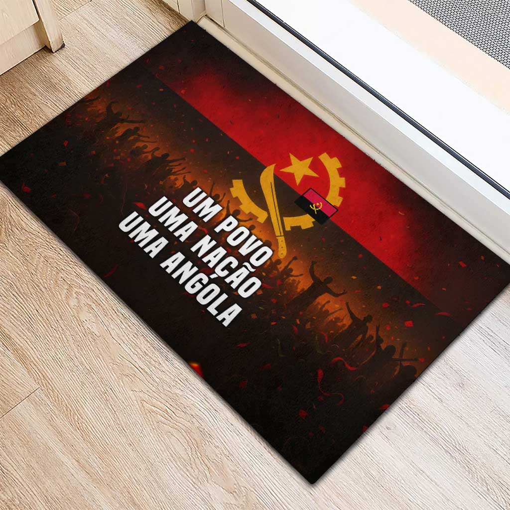 Angola Rubber Doormat with Red Black Yellow Grunge Design - Wonder Print Shop
