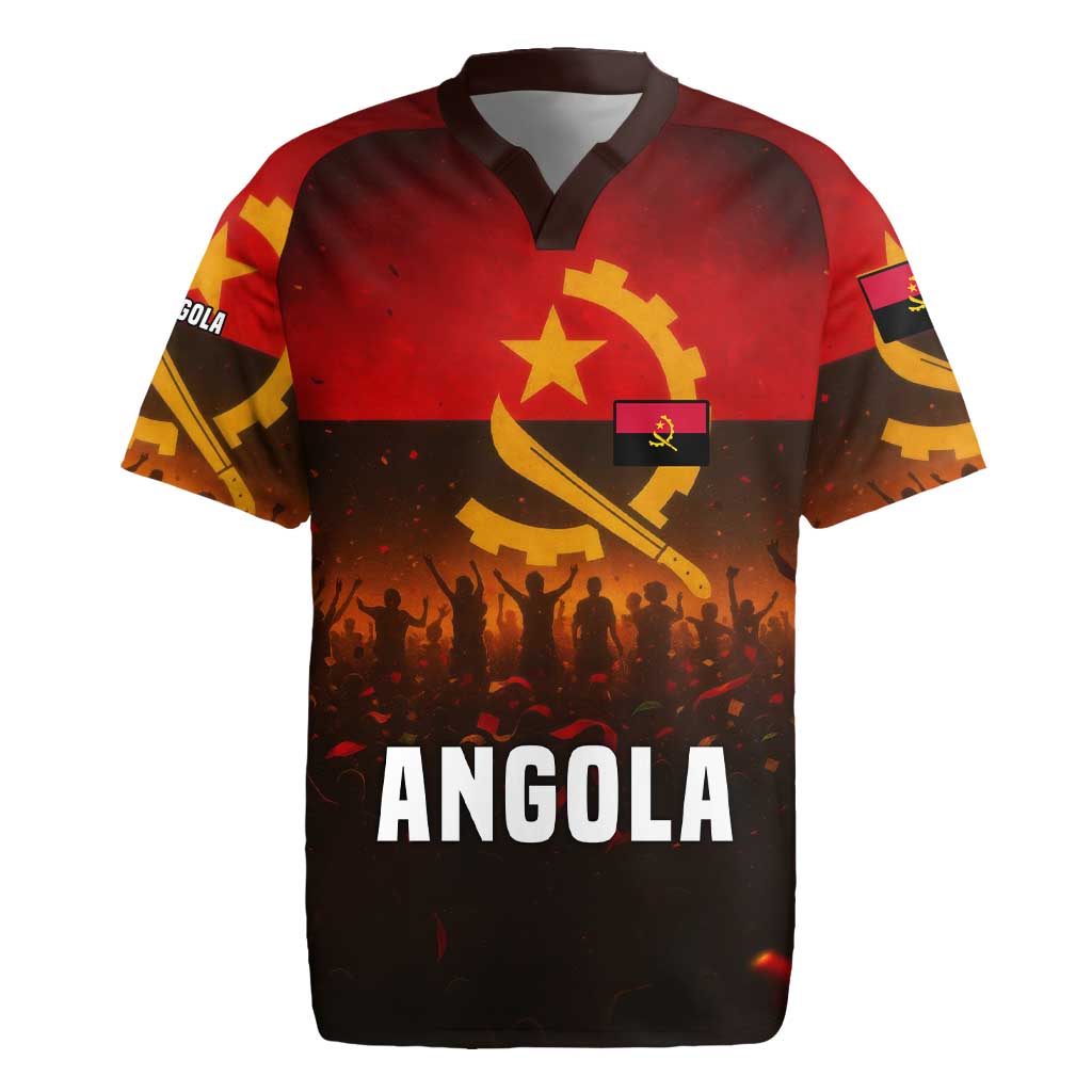 Angola Rugby Jersey with Red Black Yellow Grunge Design - Wonder Print Shop