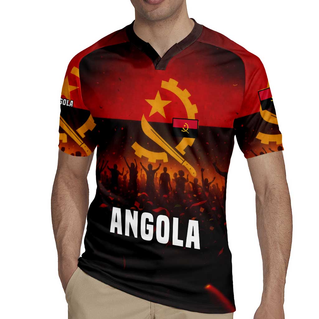 Angola Rugby Jersey with Red Black Yellow Grunge Design - Wonder Print Shop