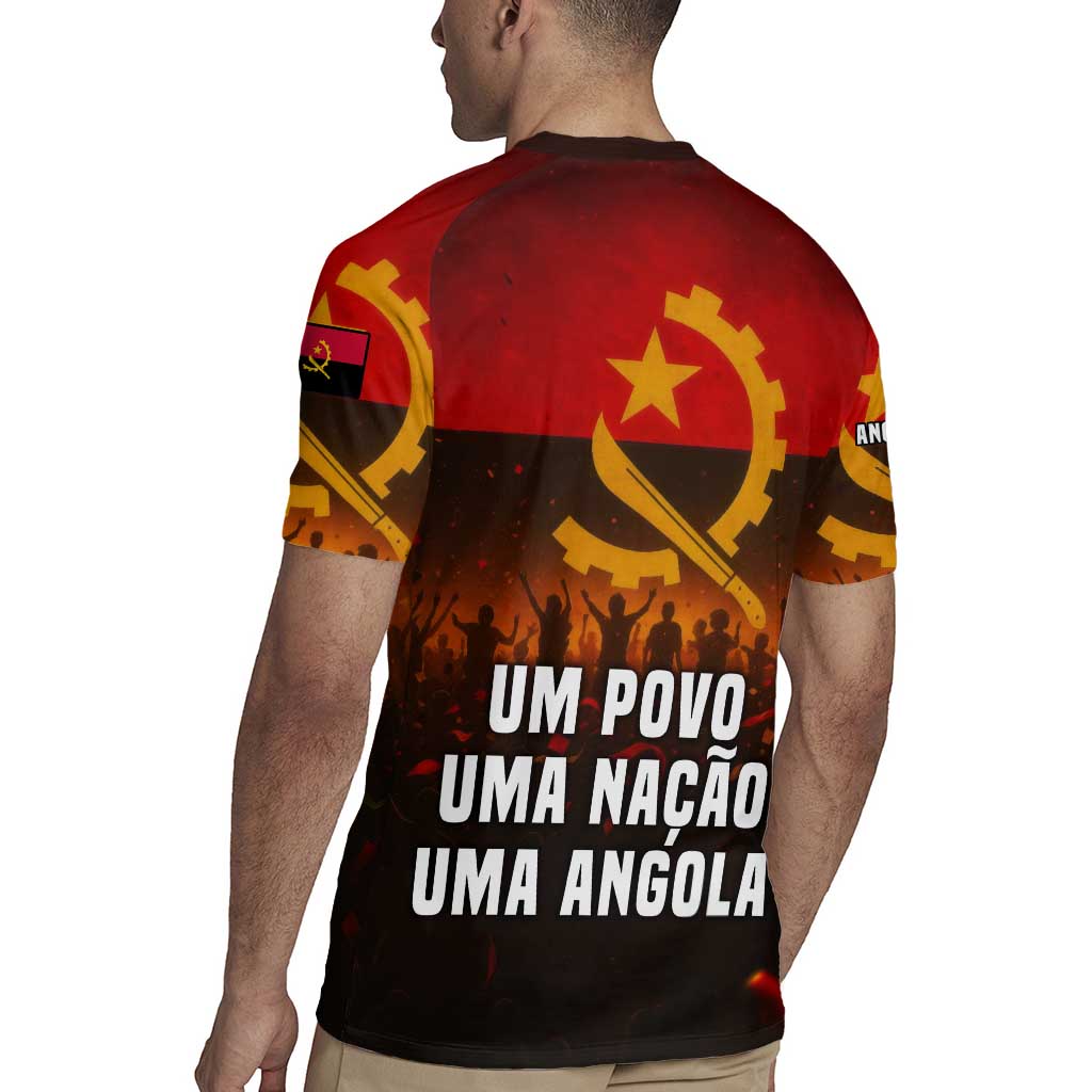 Angola Rugby Jersey with Red Black Yellow Grunge Design - Wonder Print Shop