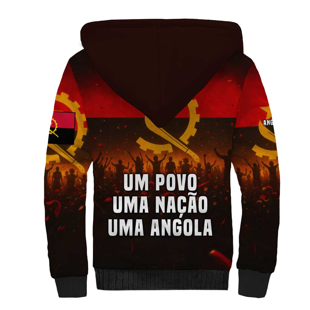 Angola Sherpa Hoodie with Red Black Yellow Grunge Design - Wonder Print Shop