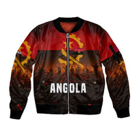 Angola Sleeve Zip Bomber Jacket with Red Black Yellow Grunge Design - Wonder Print Shop