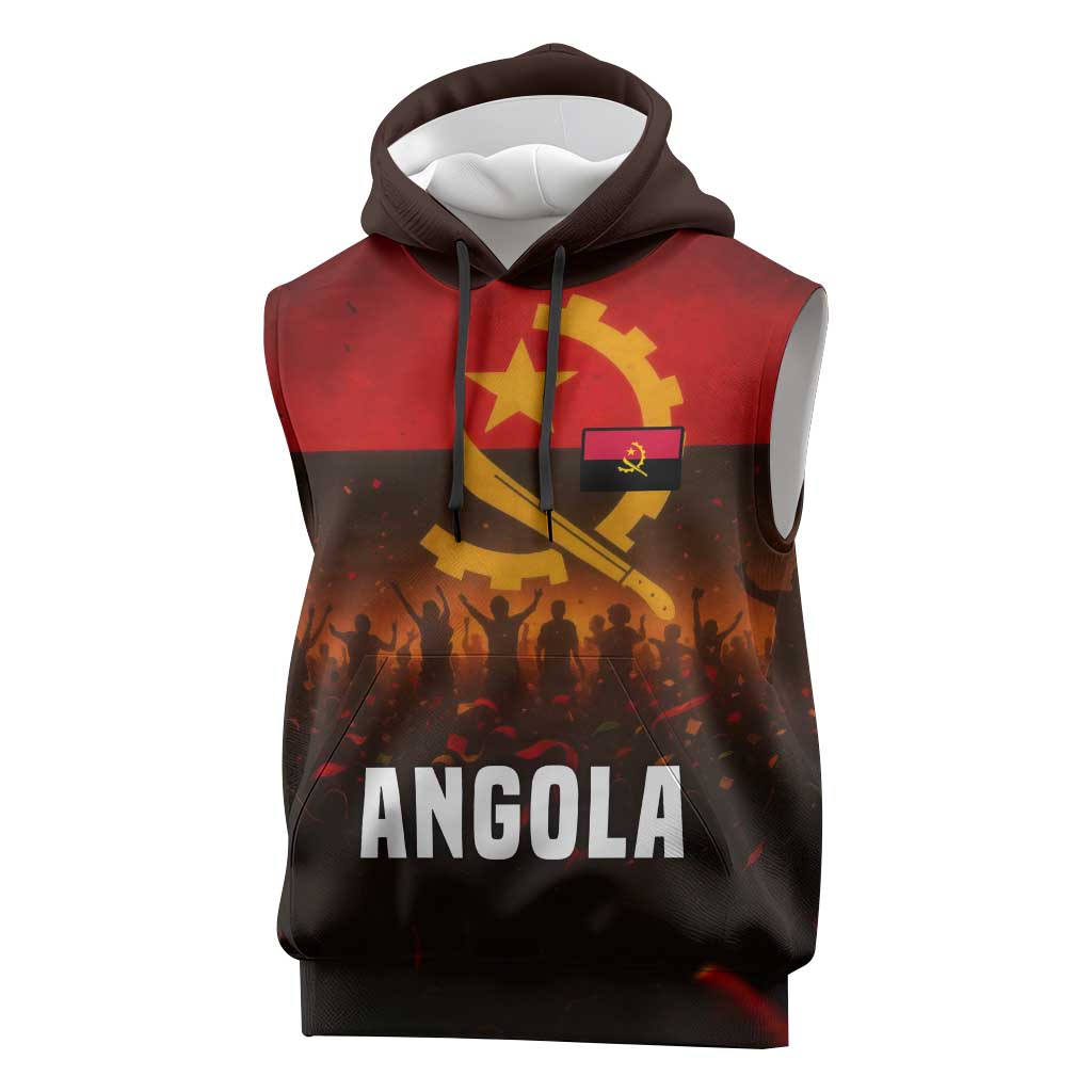 Angola Sleeveless Hoodie with Red Black Yellow Grunge Design - Wonder Print Shop