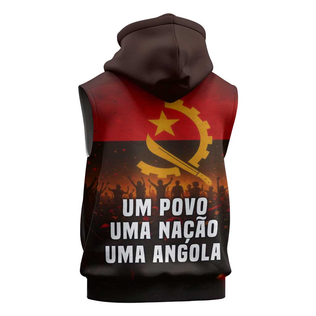 Angola Sleeveless Hoodie with Red Black Yellow Grunge Design - Wonder Print Shop