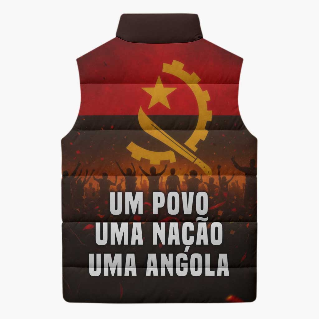 Angola Sleeveless Puffer Jacket with Red Black Yellow Grunge Design - Wonder Print Shop