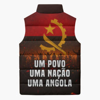 Angola Sleeveless Puffer Jacket with Red Black Yellow Grunge Design - Wonder Print Shop